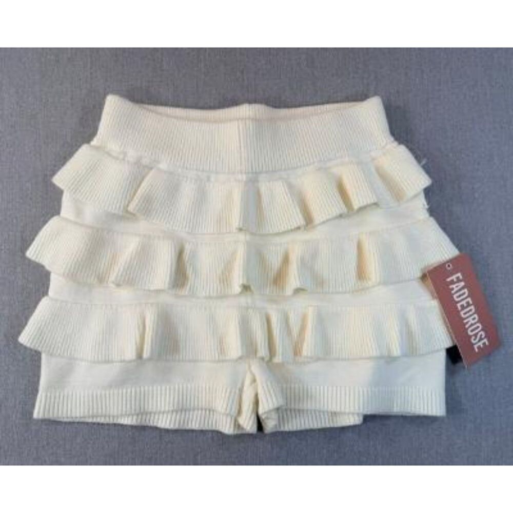 Faded Rose Ribbed Knit Ruffle Bloomers Shorts Size Medium NWT